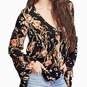 Free People Bella Printed Floral Boho Tunic Top XS